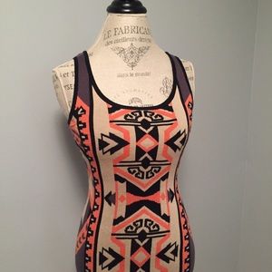Aztec Print Mini Sweater Dress